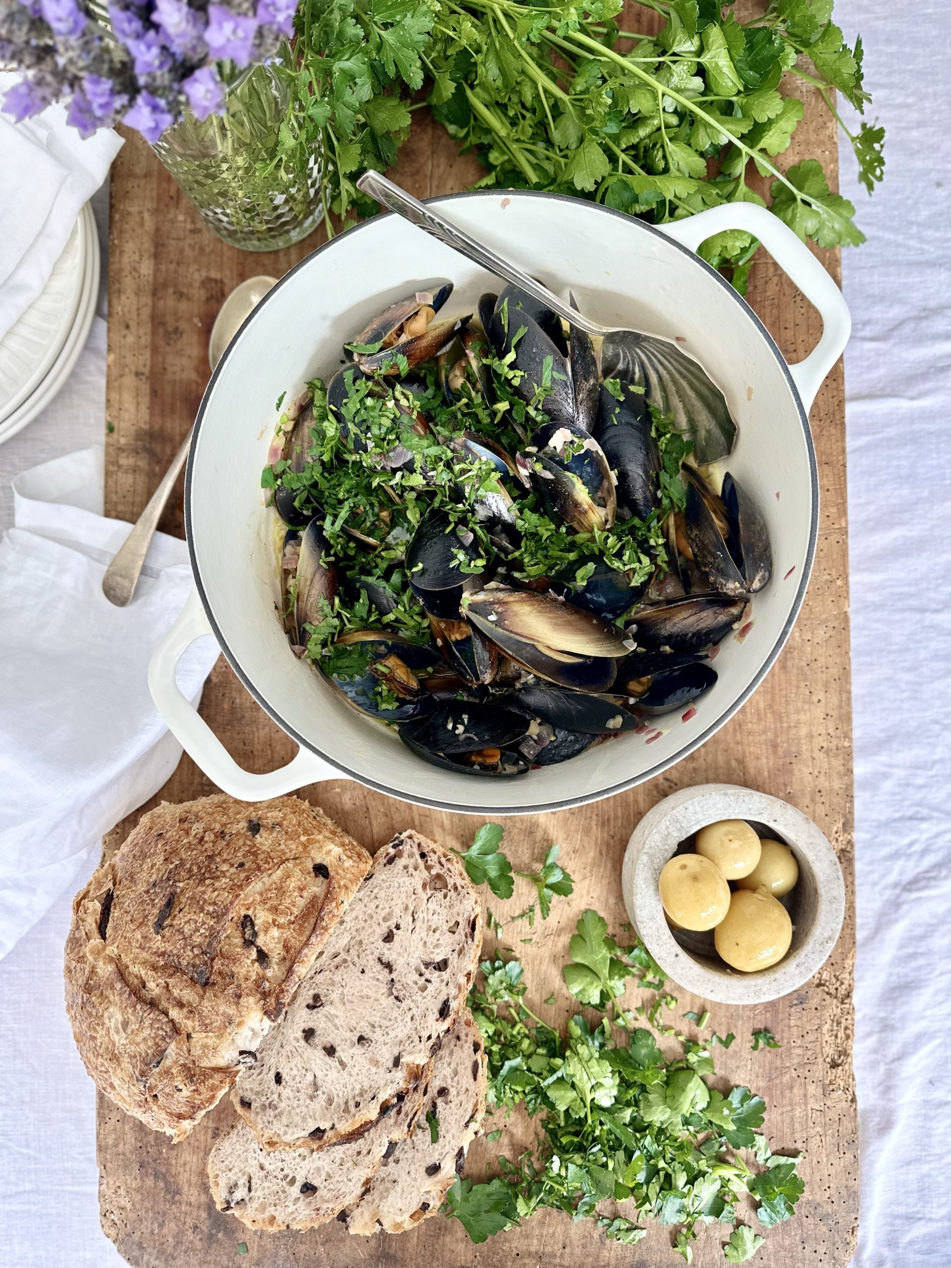 Mussels with preserved lemon and garlic