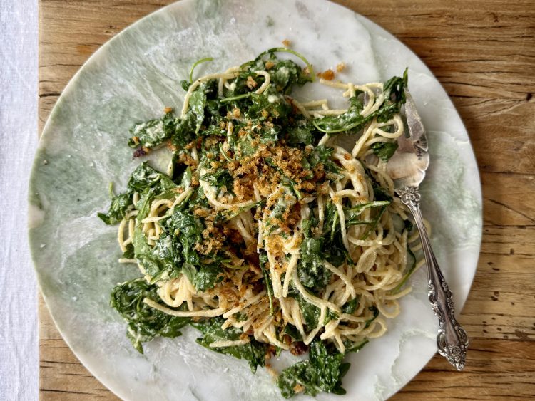 Rocket, parmesan and lemon pasta.