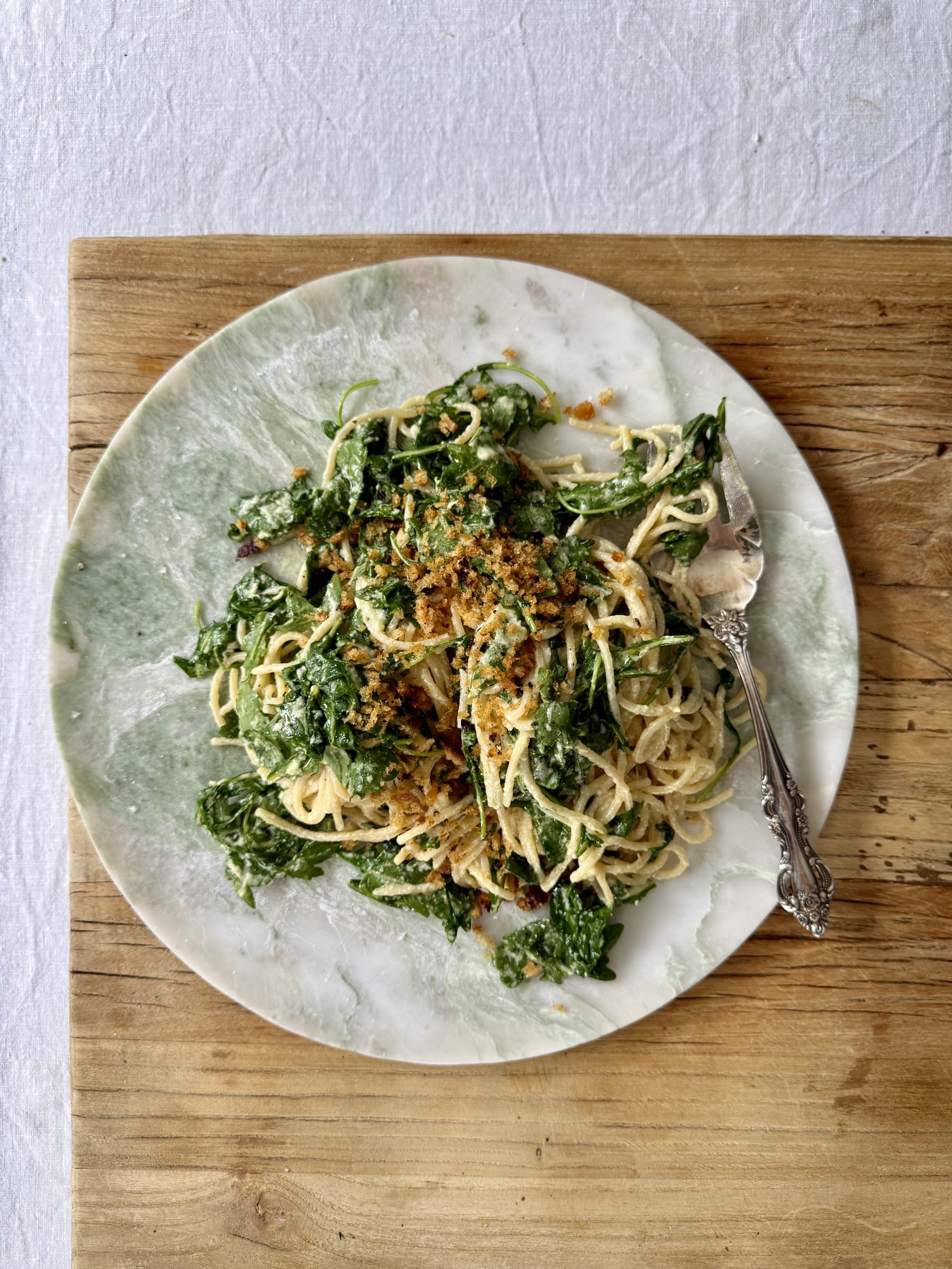 Rocket, parmesan and lemon pasta.