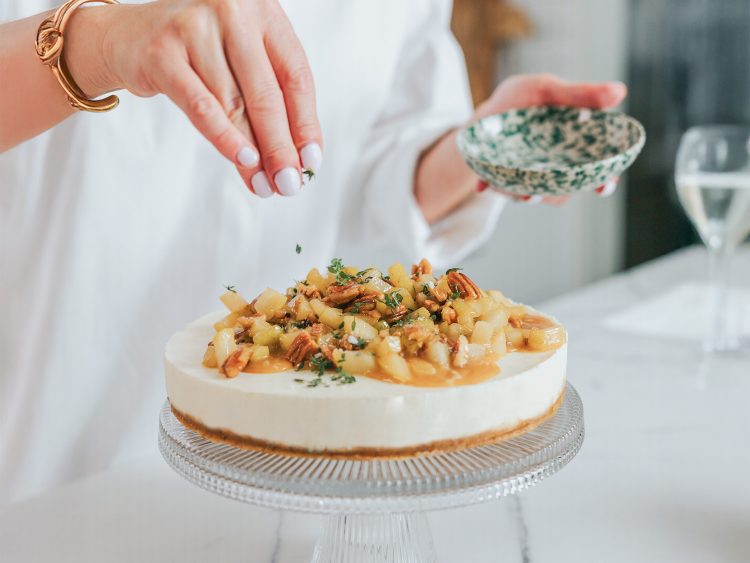 Amanda Cordony's Pear, Pecan and Caramel Cheesecake