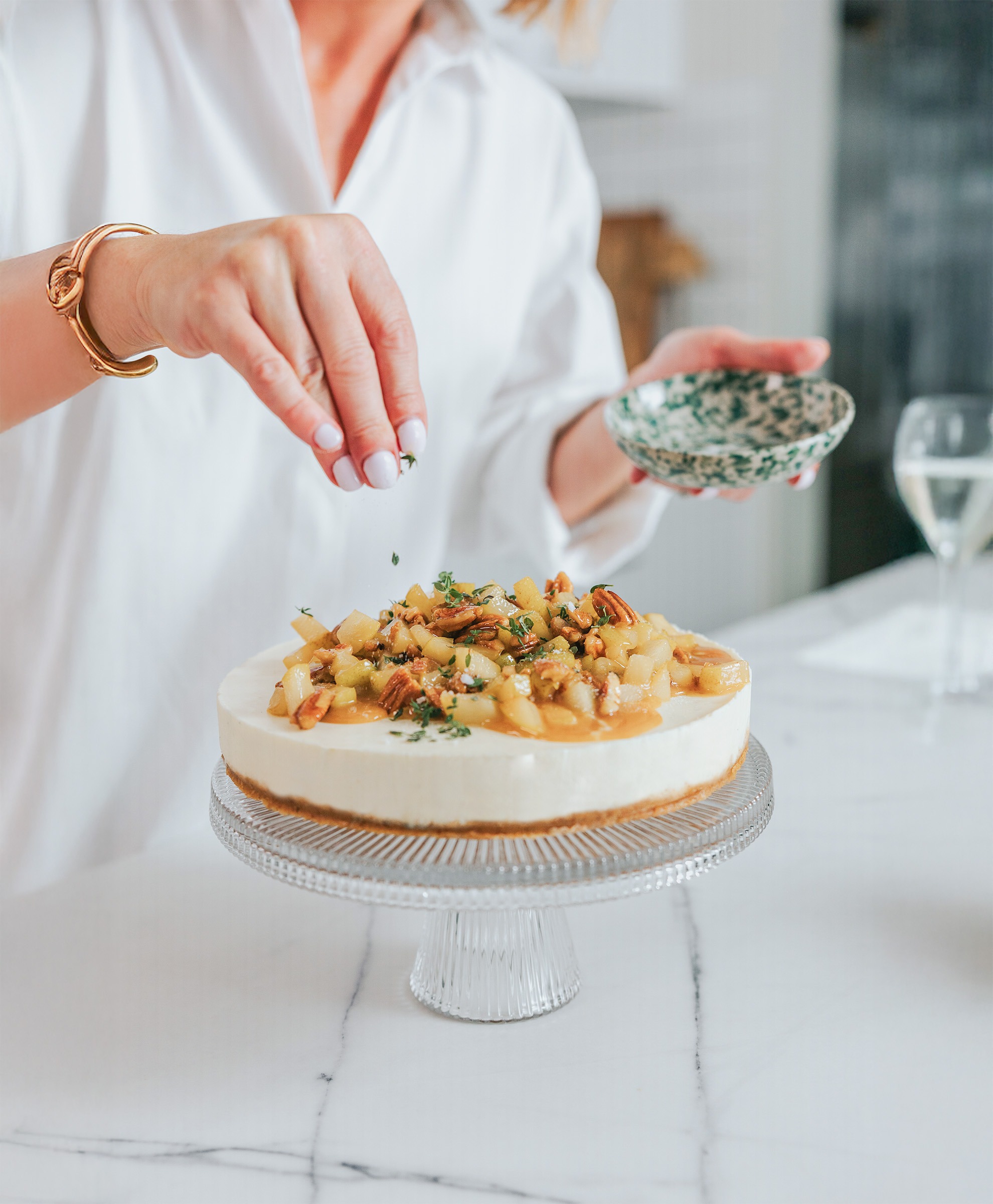Amanda Cordony's Pear, Pecan and Caramel Cheesecake